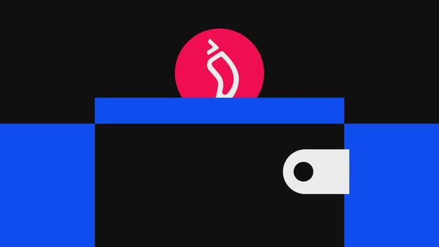 Logo featuring a red circle with a white snake-like emblem above a blue and black geometric design on a black background.