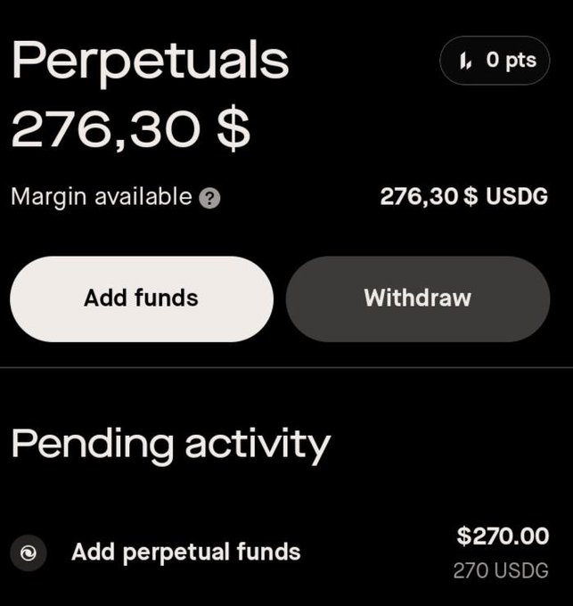 A mobile screen displaying a Perpetuals wallet on Lighter.xyz shows a balance of $276.30 USDG with $270.00 pending perpetual funds, matching the post's instructions to swap ETH to USDG via Relay Protocol in preparation for the RobinhoodChain airdrop campaign.