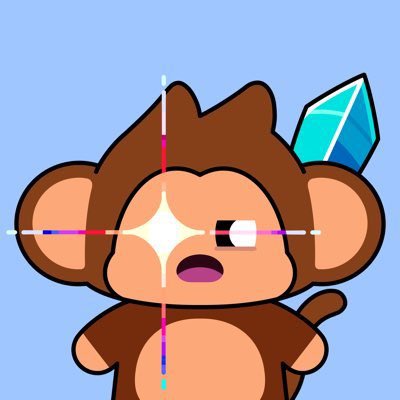 A cartoon monkey NFT character with a sparkle and crystal on its head, overlaid with a crosshair target—visually emphasizing the post's message that "It's Chimple" to identify and target the rare 1/1 Genesis Chimpers among the 5,555 collection.