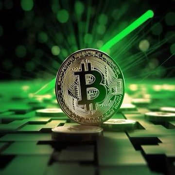 A golden Bitcoin coin stands upright on a keyboard, illuminated by green digital light rays in the background. The image visually reinforces the forecast that $BTC is projected to dip to $77,000, emphasizing the cryptocurrency's market volatility and current downward prediction.