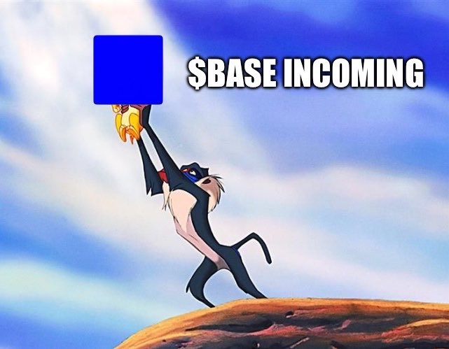 The image features a cartoon character, likely from the Disney movie "The Lion King", holding up a blue square with the text "SBase incoming". This suggests that there might be an upcoming event or situation related to the base characters' story.