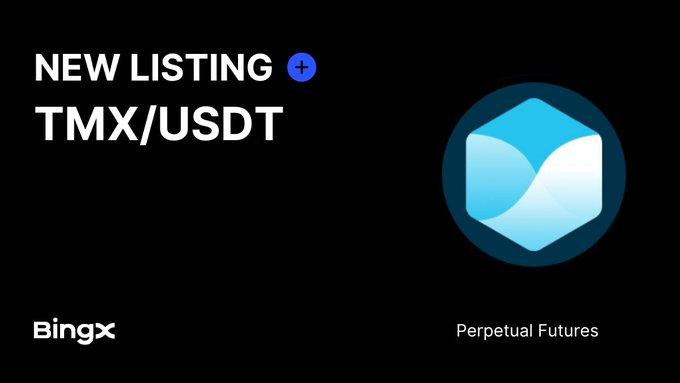 BingX exchange announcement of a new 'TMX/USDT' perpetual futures listing.