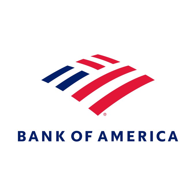 The Bank of America logo, featuring a stylized red and blue flag design above the text "BANK OF AMERICA" in dark blue.