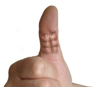 A close-up image of a human hand giving a thumbs-up gesture, symbolizing approval or positive feedback. The image playfully illustrates the post's message about repeatedly "liking" numerous Token2049 posts, humorously suggesting thumb fatigue from all that engagement.
