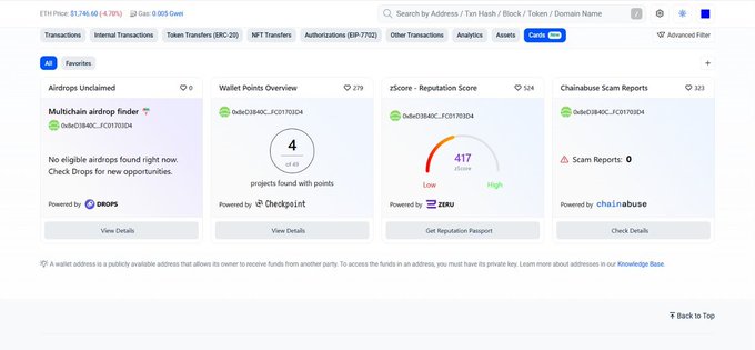 In this image, there are three web pages displayed, each of them focusing on different aspects related to wallet reputations or credit scores. The webpage displays a scorecard that shows current scores for a user's reputation, trust level, and risk factors such as the number of online transactions made within a specific period. It also contains a link to another webpage named "Cards" that provides information about reputation checks and allows users to view results in real-time. The main focus of this image is on how to use the Wallet Credit Score Checker effectively for checking one's credit score, as well as understanding the different aspects it assesses regarding trust levels and risk factors in a user's wallet activities.