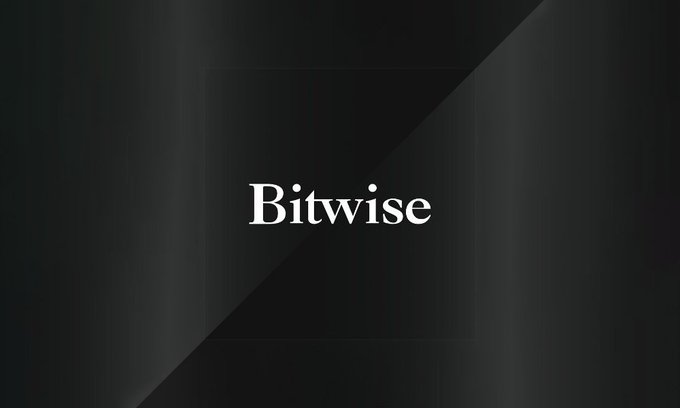 The image displays the Bitwise logo in white serif text centered on a black background. The minimalist branding complements the article's news about Bitwise closing its BWOW Dogecoin ETF due to lackluster investor demand.