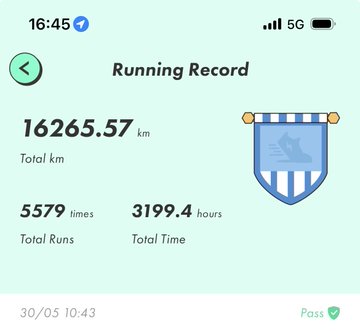 The image shows a running record displayed on an app or website, with details about the total distance run, total time taken, and the number of steps taken. The post suggests that there are two people who have completed this run together, as indicated by the "StepN" in the image. The post also mentions that the runner has reached a milestone, which could be an important achievement or goal for them.