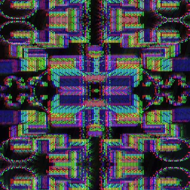 The image features a colorful, abstract pattern that appears to be a grid of squares rendered with a bright, neon color scheme. The square shapes are arranged in varying sizes and positions within the frame, creating a visually striking effect. It seems as though someone has edited or manipulated these elements to produce a unique visual display. The post is titled "Gif_Art" and was created on the day of June 6th at 5:00 PM, suggesting that this image may have been generated or edited recently for sharing on social media platforms during those specific hours.