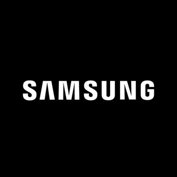 A black screen displaying the white 'SAMSUNG' logo.