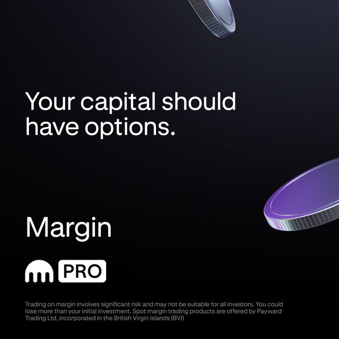 Kraken Pro Margin advertisement with the tagline "Your capital should have options," visually supporting the post's message that margin trading allows users to leverage existing crypto holdings as collateral rather than requiring additional capital deposits.