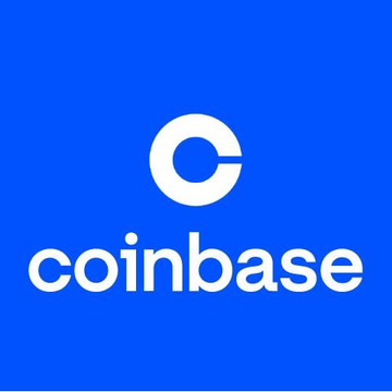 The image displays the Coinbase logo, featuring a white stylized "C" above the company name "coinbase" on a solid blue background, serving as the brand identity for the company announcing its new high-performance Deribit matching engine capable of processing over 100k orders per second.