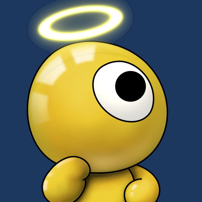 A shiny yellow "Robinhood" character with a matte finish, single dot pupil, and glowing halo floats against a dark blue backdrop. The post describes this NFT (Quantum #511) minted to a specific wallet, backed by 69 SPY (~$53,837), and links to its OpenSea listing.