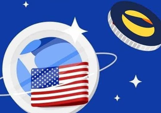 The image features an illustration of a round space shuttle with an American flag attached to its side, surrounded by stars. The background of the image is blue, which complements the white circle that houses the American flag. The caption below the image reads "Focus on what is in the image and how it relates to the post".