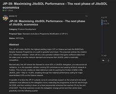 A podcast description titled 'JIP-39: Maximising JitoSOL Performance - The next phase of JitoSOL economics' by Border, with a 5-star rating and source listed as GTRCo., shown in dark mode.