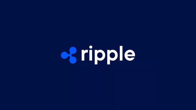 The image displays the Ripple logo, featuring a blue three-circle emblem alongside the company name "ripple" in white text, set against a dark navy background. This branding aligns with the news of Ripple's official MiCA approval to operate crypto services throughout Europe.