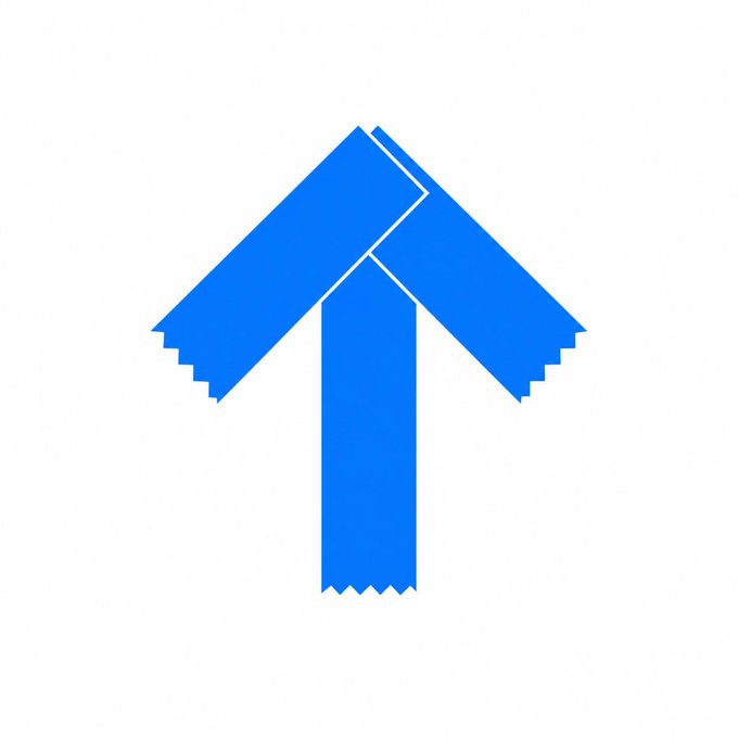 A blue pixelated arrow pointing upward is displayed against a white background.