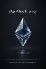 An Ethereum promotional graphic with the text 'Day-One Privacy' and 'Beast private. Stay private. From day one.'