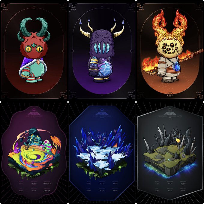 The image features six different cartoon characters, each with unique designs and colors, arranged in two rows of three against a black background. The first row includes a red-faced character wearing a purple robe, a blue-haired character holding a blue ball, and a green-eyed character with horns. These characters are depicted as being from the same world or universe, suggesting that they might be part of a series or collection. The post also mentions an item called "Koda defender" for every other item in the owner's collection, which could potentially be related to these cartoon characters if they are indeed part of a Koda defender series.

The post is titled "I need a Koda defender for every Otherdeed I own", indicating that it might be promoting or discussing the concept of collecting Koda defenders as part of an inventory system. The image does not provide enough information to determine whether these characters are indeed part of a collection, but their presence in the post suggests that they could be relevant to the topic at hand.