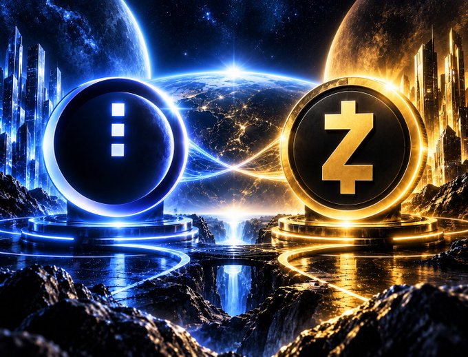 A cosmic showdown of glowing coin symbols—three glowing blue squares on the left representing Midnight ($NIGHT) and a gold "Z" on the right representing Zcash ($ZEC)—face off across a watery alien landscape with futuristic cityscapes flanking each side.

The visual pairs the two privacy-focused cryptocurrencies in a dramatic split composition, with cool blue tones on the Midnight side and warm gold tones on the Zcash side, symbolizing the market cap comparison between Zcash, the established privacy coin using zero-knowledge proofs, and Midnight, the newer programmable privacy network.