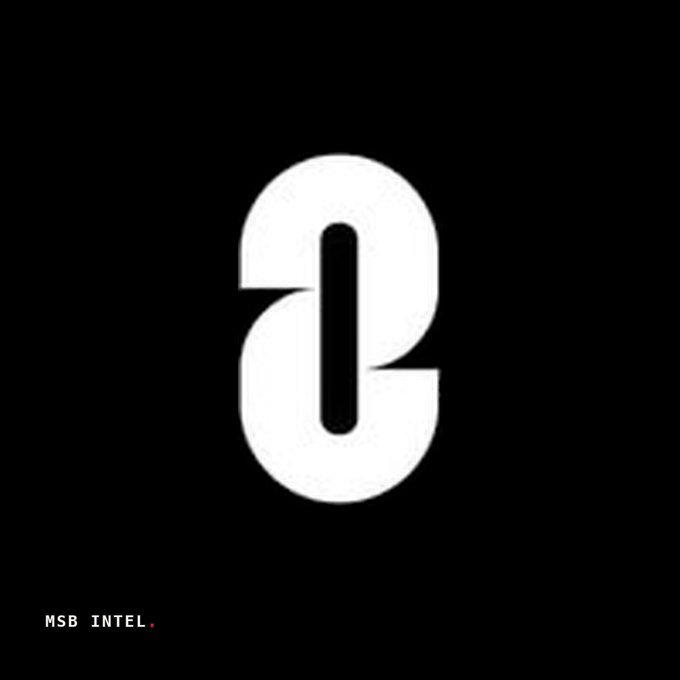 A stylized white "O" or letterform logo on a black background, branded "MSB INTEL." in the bottom-left corner with a red accent dot. The graphic appears to be a promotional visual accompanying the announcement of LayerZero's ATLAS, a headless exchange backend designed for continuous onchain asset settlement.