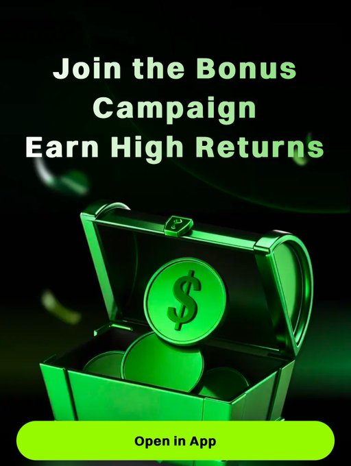 The image features a green treasure chest filled with coins against a black background. The text above the chest reads "JOIN THE BONUS Campaign ENABLE HIGH RETURNS", indicating that there's an opportunity for people to join a campaign and potentially earn high returns on their investments.