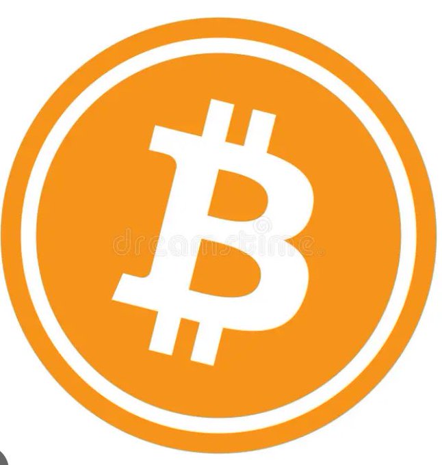 The orange Bitcoin (BTC) cryptocurrency logo featuring a white 'B' with two vertical strokes inside a circle, with a Dreamstime watermark.