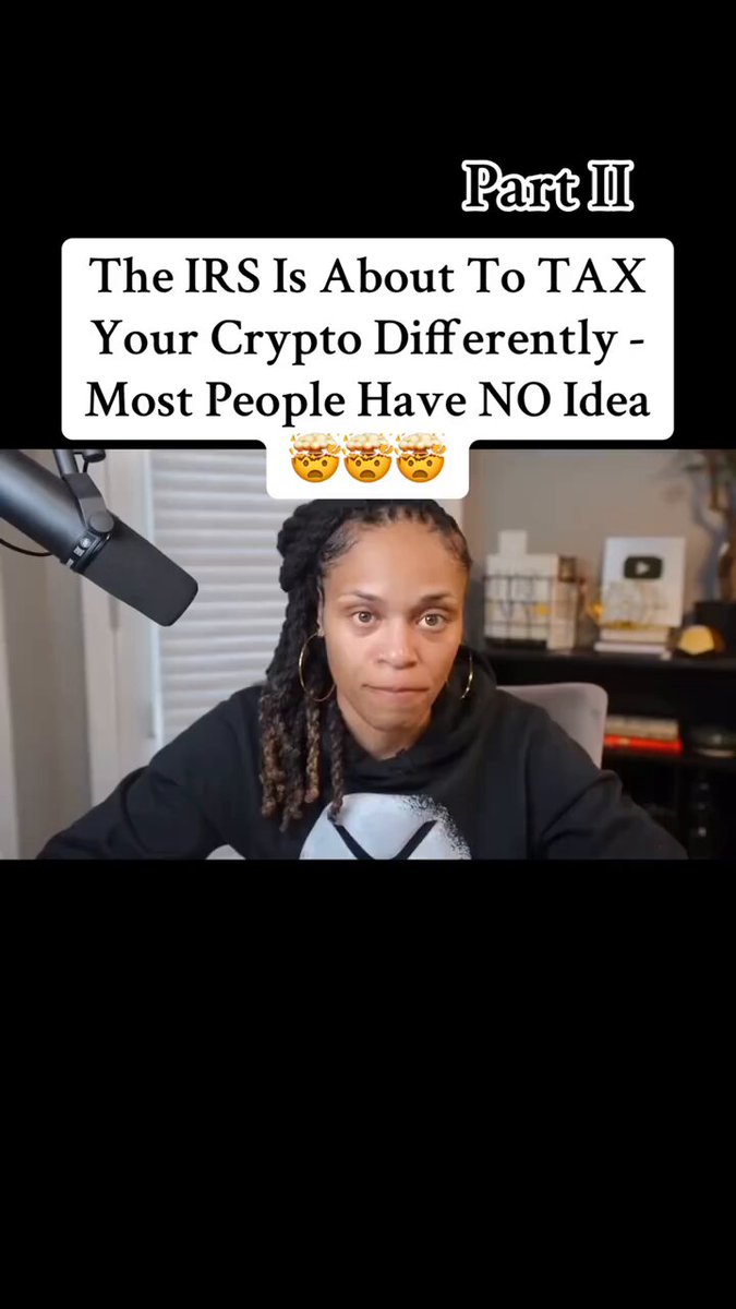 The image features a woman sitting at a desk with her head resting on her hand, looking serious or contemplative. The caption below the image reads "Part II - The IRS is about to tax your crypto differently - Most people have no idea". This statement seems to be related to the content of the post and could be an explanation for why some individuals might not understand the implications of certain tax laws on cryptocurrency investors.