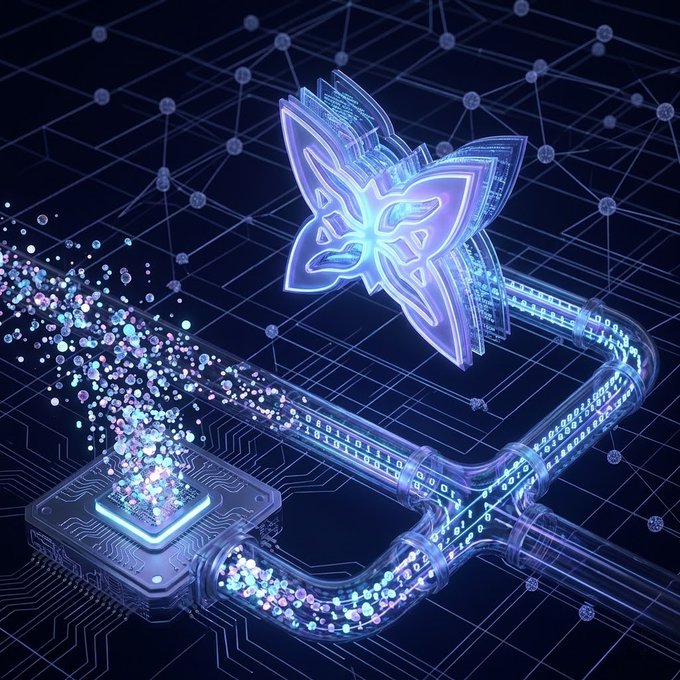 The image features a futuristic scene set against a black background, which includes a computer chip and a butterfly-shaped object with blue and purple colors. The butterfly appears to be floating or hovering above the computer chip, creating an interesting visual effect. The image also contains text that reads "Focus on what is in the image and how it relates to the post." This suggests that the image may be related to a discussion about the NFT coin or a similar digital asset, as indicated by the caption provided.