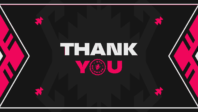 A graphic that says "THANK YOU" in bold white and pink text on a black background with pink geometric accents.