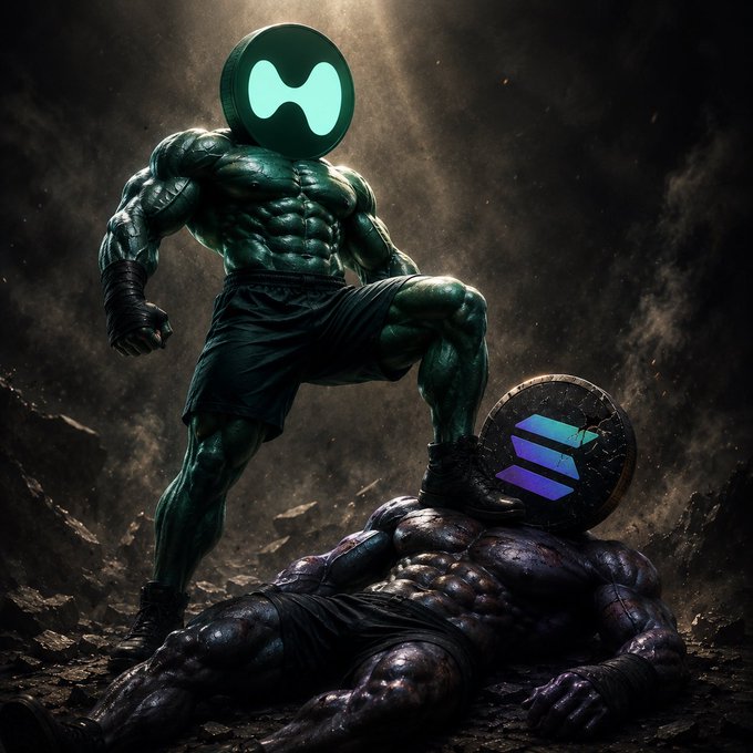 The image features two muscular men posing for a photo, with one man lying down and another standing over him. The caption of the image reads "BREAKING $HYPE has flipped $SOL in price." This suggests that there might be an ongoing promotion or sale at a particular store, as indicated by the caption.
