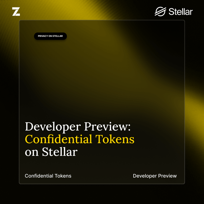 This image announces the "Developer Preview: Confidential Tokens on Stellar," a new privacy feature for SEP-41 tokens, leveraging @OpenZeppelin and @Nethermind. The text and "Privacy on Stellar" badge directly highlight the subject of the accompanying post.