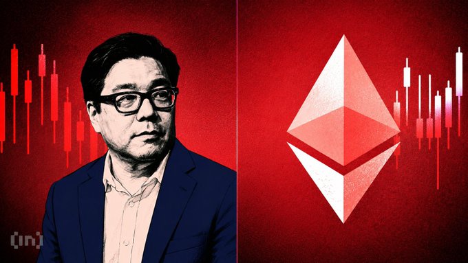The image shows a man wearing glasses next to a red square that has an Ethereum logo on it. The text above the image reads "THE FUTURE OF Ethereum looks amazing I assume our whole payment system will be stablecoins in 10-15 years. Efficient. Quicker. Cheaper."