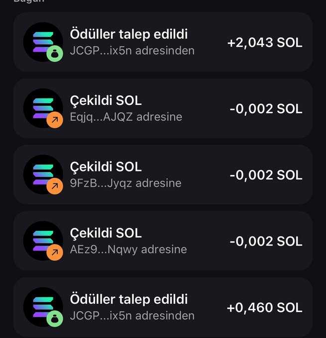 A cryptocurrency transaction history screen showing a series of $SOL (Solana) transactions, including +2,043 SOL received, -0,002 SOL withdrawals to multiple addresses, and +0,460 SOL received, which appears to illustrate claims of receiving airdropped tokens as advertised in the post promoting a $MEMEBULL token airdrop giveaway.