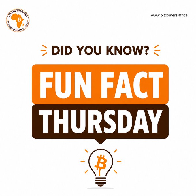 A graphic from African Bitcoiners (bitcoiners.africa) announcing 'DID YOU KNOW?' and 'FUN FACT THURSDAY' with a Bitcoin-themed lightbulb icon.