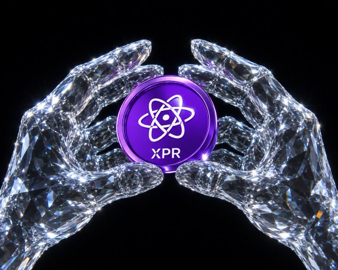 The image features a pair of hands holding a purple coin with an XPR symbol on it, which is a type of cryptocurrency. The caption below the image reads "Now they’ll see the potential of $XPR vs $XRP and make the switch." This suggests that the people in the image are discussing or evaluating the differences between these two cryptocurrencies.