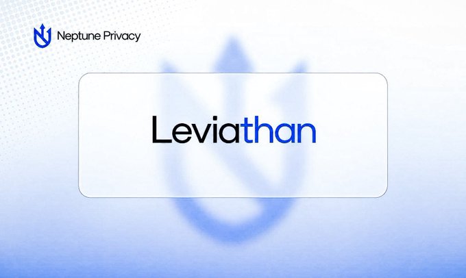 A logo for 'Neptune Privacy' appears in the top left corner, with the word 'Leviathan' displayed in large blue text within a white rounded rectangle against a light blue background with a blurred Neptune logo.