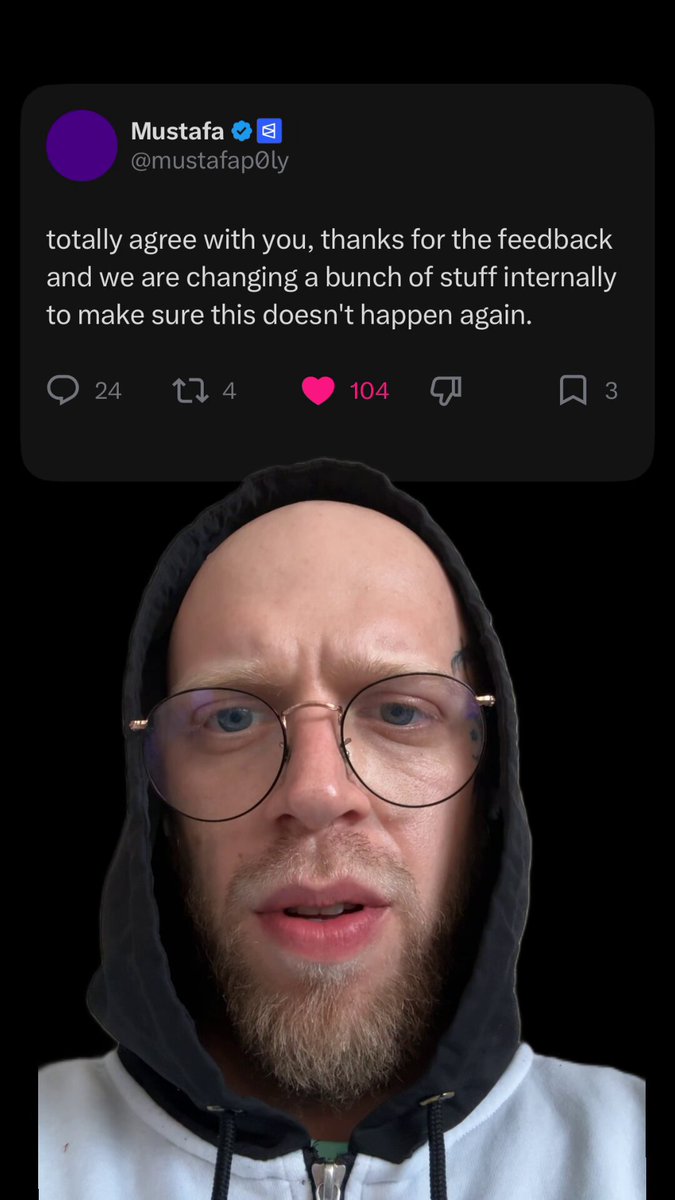 The image features a man wearing glasses, a white shirt or hoodie, and a beard. He has his head turned towards the camera while making an eye contact, looking directly at us. In the image above him, there's a caption that reads: "Focus on what is in the image and how it relates to the post". The post seems to be about social media, specifically Twitter, where people might make inappropriate comments or share private information with others without considering the consequences of their actions. This situation could lead to a backlash or a hurtful response from the person affected by the comment.