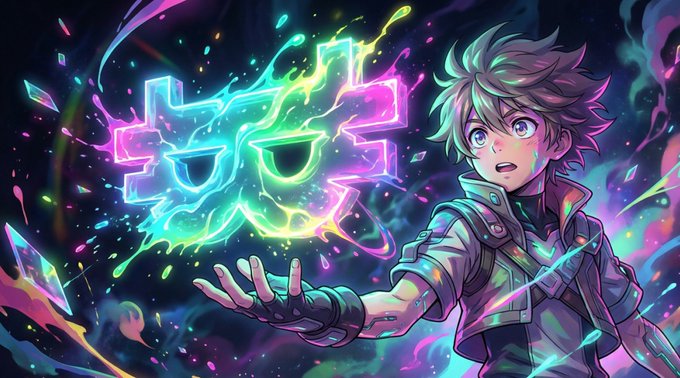 The image features a man with green hair wearing a white shirt holding up a neon sign that has a face on it. The neon sign is glowing with blue, purple, and pink colors. The background of the image is dark, which contrasts with the colorful neon sign. There are also some text elements in the image, including "GM, #NAKAFAM! While most people are resting, builders are preparing for the week ahead. Games are being developed. Infrastructure is being upgraded. The ecosystem keeps growing."