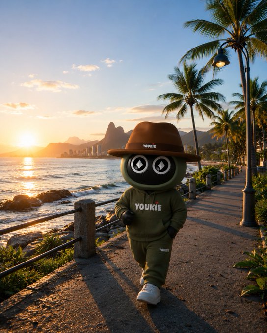 The image features a cartoon character dressed in a green outfit walking down a path next to a body of water at sunset. The character appears to be wearing a hat with the word "Yoke" written on it, which suggests that they might be a character from a video game or an animated movie. The post about technology becoming powerful when users no longer have to think about the complexity underneath is related to the concept of chain abstraction in software development. This approach simplifies complex systems by abstracting away the underlying details and focusing on the essential functionalities, making it easier for users to interact with and understand the system without needing to know how it works.