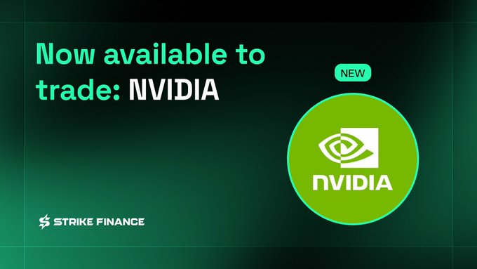 The image presents a green and black background with an advertisement for a new trading platform, NVDIA, featuring the company's logo and text in white. The context of the image seems unrelated but includes a statement about "Cardano".