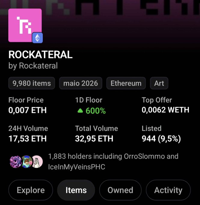 ICOINMyVines.PHC's Rockcateral page, displaying a list of items and their prices.