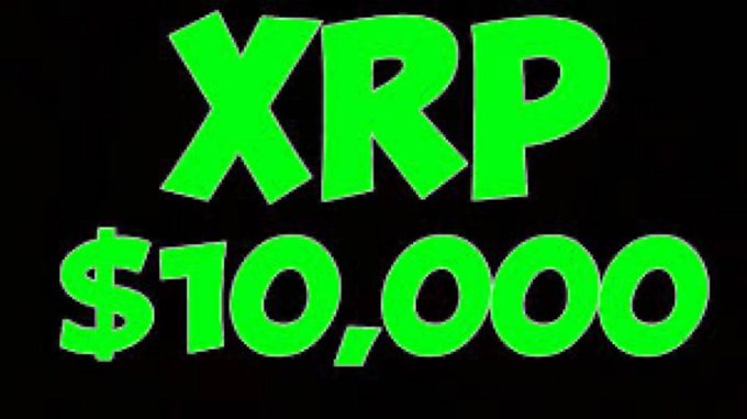 Black background with bold green text reading 'XRP $10,000'.