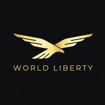 The image displays the World Liberty Financial logo, featuring a gold eagle emblem and the text "WORLD LIBERTY" on a black background, visually representing World Liberty Trust Co. as it announces its preliminary OCC approval to become a national trust bank.