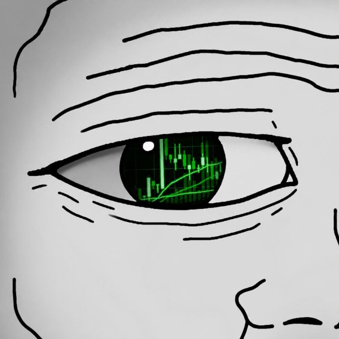 "This is only the beginning. $WOJAK", which is a description of a website that features a graphic with dollar sign symbols, indicating an exchange of goods or services related to the stock market. In this particular image, the viewer's eye is drawn to an old man's face as he gazes at his stock chart. The artist has used a combination of lines and dots in black and green to create this unique blend of a person's facial features and a graphic that reflects the complexity and unpredictability associated with the financial markets.