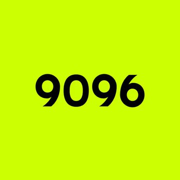 A bright lime green square with the number '9096' in bold black text.