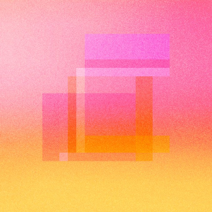 A digital artwork featuring overlapping translucent squares in pink, magenta, coral, and yellow hues against a gradient background, created by generative artist @martingrasser and sold as part of the "Squares #186" series on Art Blocks. The piece exemplifies abstract generative art with its soft geometric composition and warm color palette.