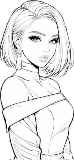 A black and white sketch illustration of a stylish young woman with a bob haircut, off-shoulder top, and statement earrings. The image serves as a visual accompaniment to the warm "Good morning my family" greeting, presenting a confident, fashionable figure to greet followers.