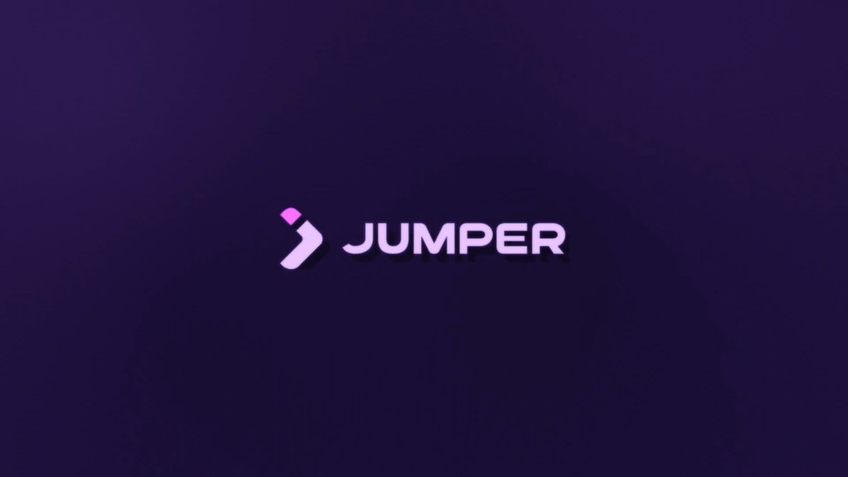 A minimalist logo for 'JUMPER' in white and light pink on a dark purple gradient background.
