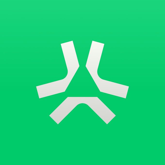 The image features a white stylized "X" or hourglass-like geometric logo centered on a vibrant green background. It visually represents the Abstract platform's branding, complementing the optimistic post about the platform's promising future.