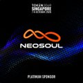 A logo for 'NEOSOUL' featuring an infinity symbol, labeled as 'PLATFORM SPONSOR' for Singapore Token2049.